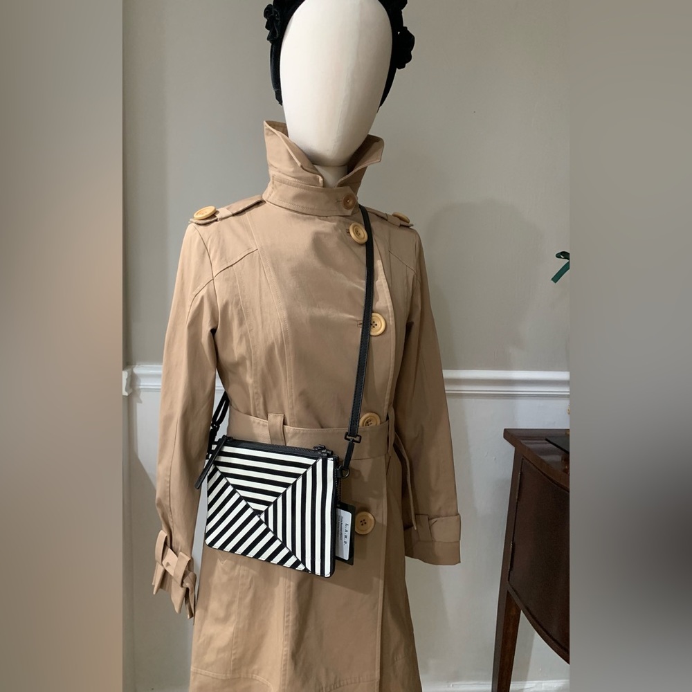 Lamb black and white leather crossbody bag